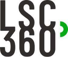 Logo de LSC 360° en lettres noires avec un arc vert symbolisant un tour complet à 360°